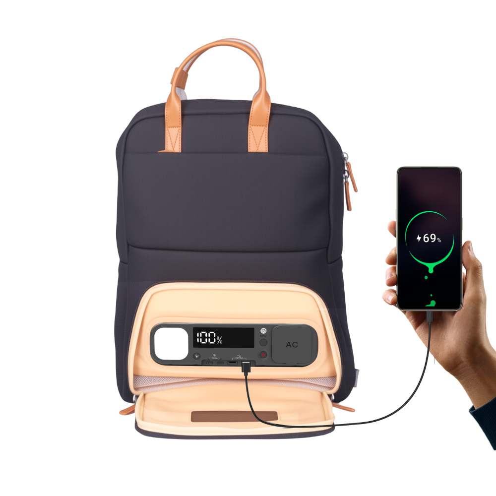 SmartCharge 15L Business-Rucksack: Integrierte 96-Wh-Powerbank, USB-C/A-Schnellladefunktion und wasserdichte Technologie