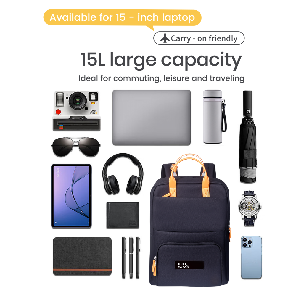 SmartCharge 15L Business-Rucksack: Integrierte 96-Wh-Powerbank, USB-C/A-Schnellladefunktion und wasserdichte Technologie