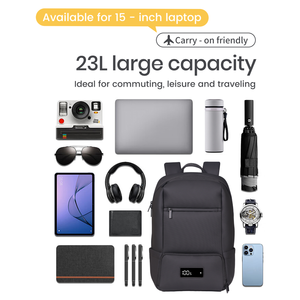 SmartCharge 20L Business-Rucksack: Integrierte 96-Wh-Powerbank, USB-C/A-Schnellladefunktion und wasserdichte Technologie