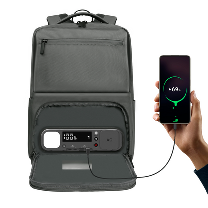 Ecopower Bag 15L Urban Casual Rucksack: Integrierte 93Wh Powerbank, USB-C/A Schnellladefunktion und wasserdichte Technologie