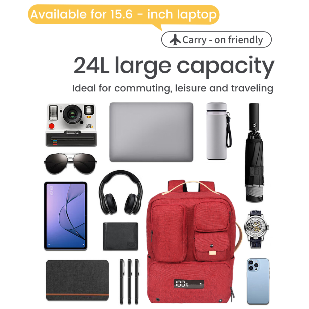 SmartCharge 15L Business-Rucksack: Integrierte 96-Wh-Powerbank, USB-C/A-Schnellladefunktion und wasserdichte Technologie