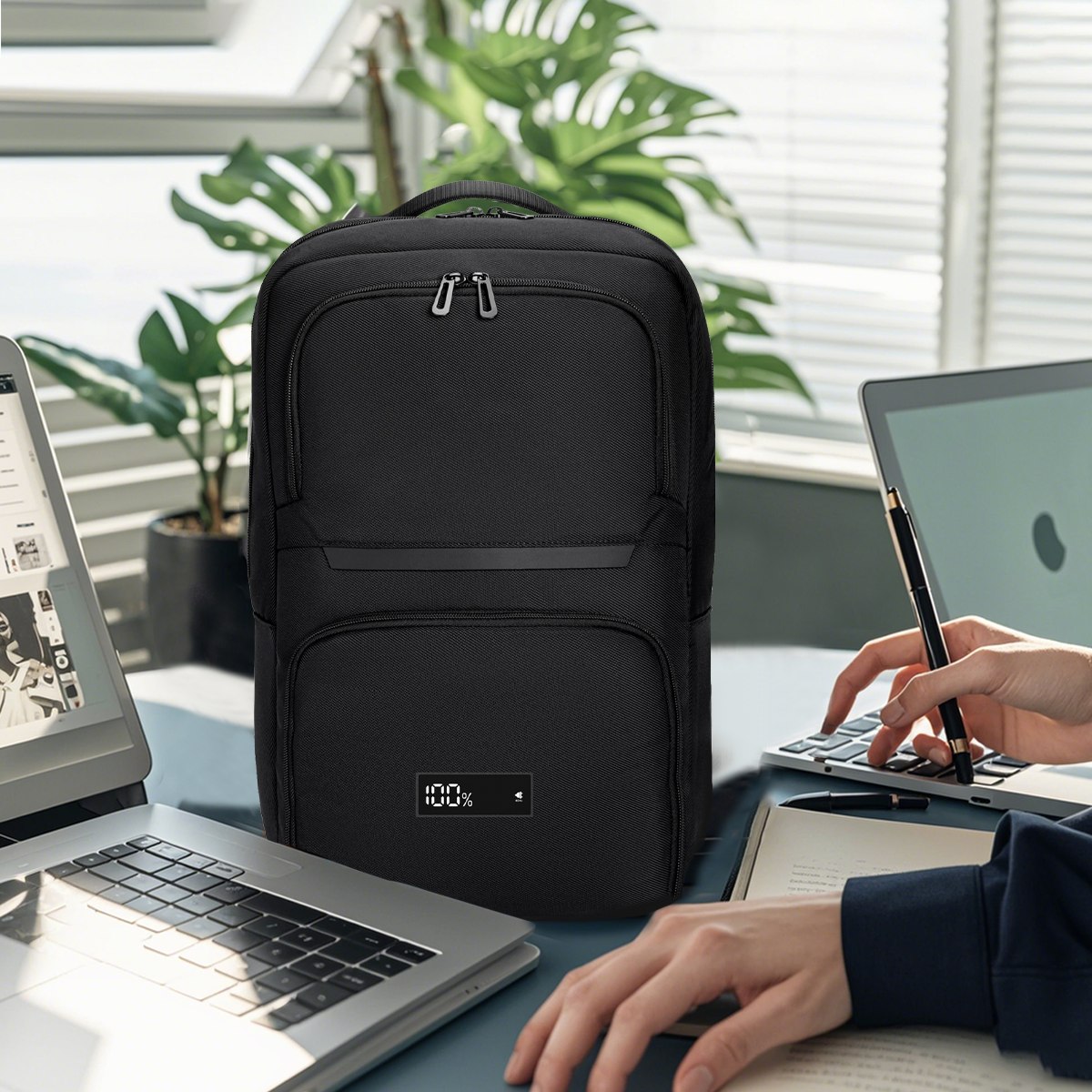 Ecopower Bag 22L Business-Rucksack: Integrierte 93Wh Powerbank, USB-C/A Schnellladefunktion und wasserdichte Technologie