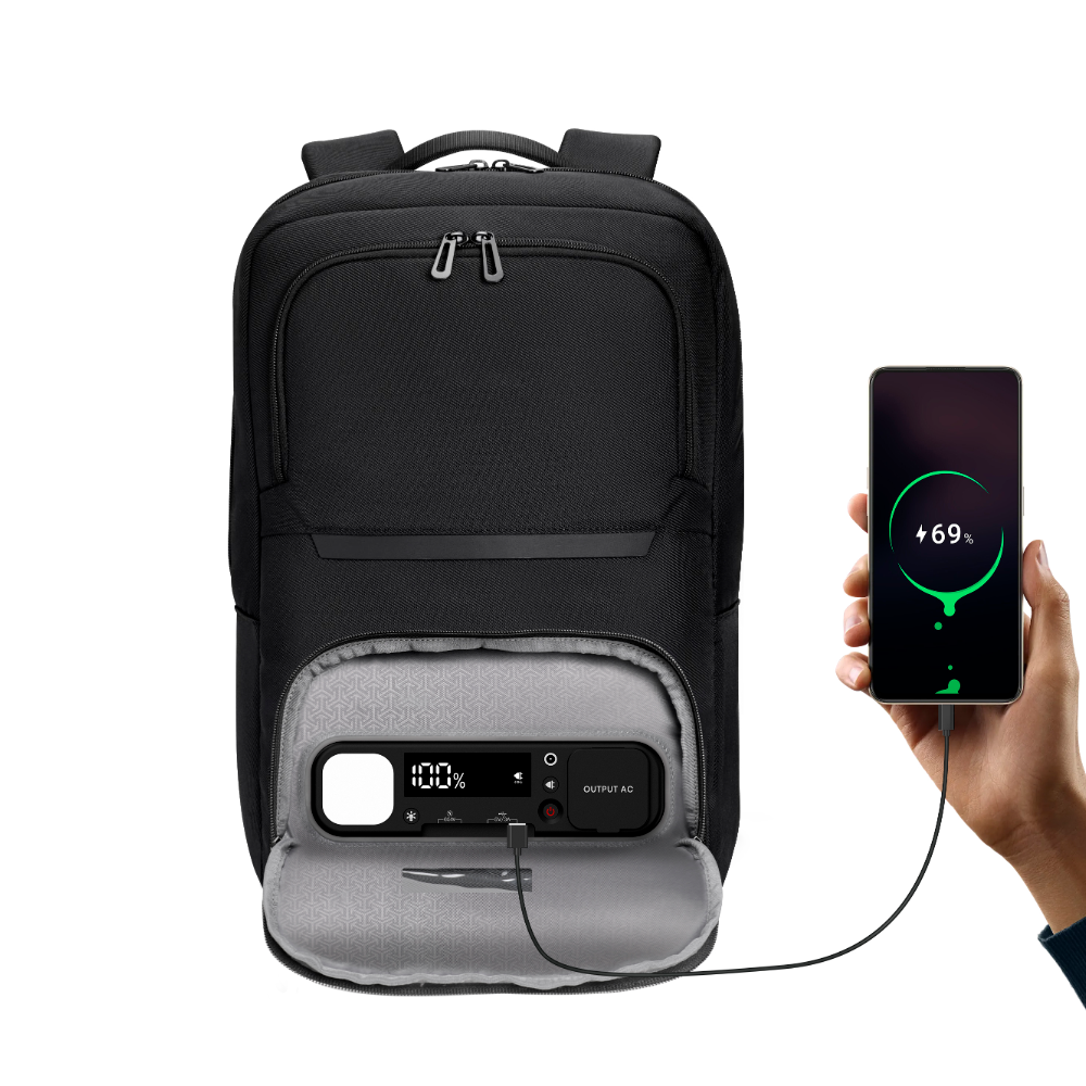 Ecopower Bag 22L Business-Rucksack: Integrierte 93Wh Powerbank, USB-C/A Schnellladefunktion und wasserdichte Technologie